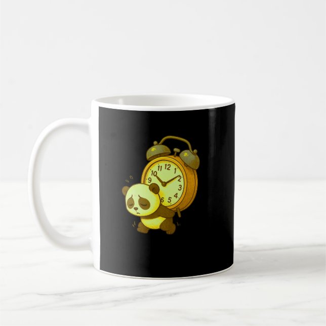 Caneca De Café Aesthetic Sleepy Panda • Oversized Alarm Clock (Esquerda)
