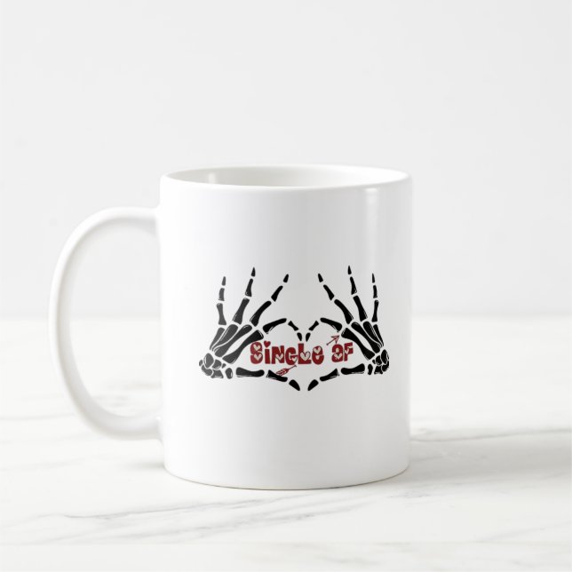 Caneca De Café Af Skeleton Mãos Cardíaco Clássico (Esquerda)