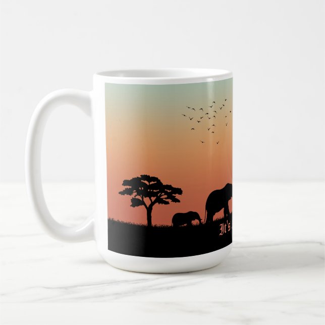 Caneca De Café Afafricano Safari Sunset Elephant Silhouette (Esquerda)