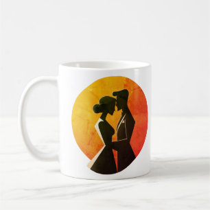 Caneca De Café Afeição Adorável: Design de Coração de Casal de Am