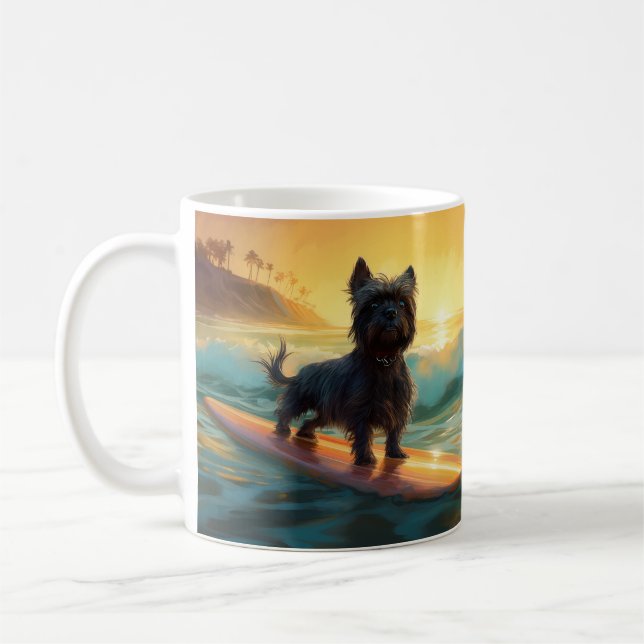 Caneca De Café Affenpinscher Beach Surfing Painting (Esquerda)