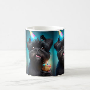 Caneca De Café Affenpinscher celebrando Balões de aniversário bol