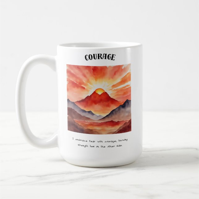 Caneca De Café Afirmação Positiva da Coragem (Esquerda)