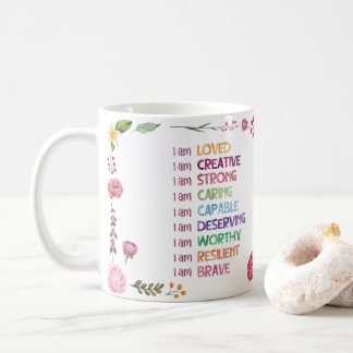 Caneca De Café Afirmação Positiva Estilo Flor