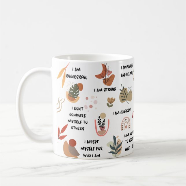 Caneca De Café Afirmações de Lembretes Diárias de Boho (Esquerda)