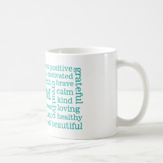 Caneca De Café Afirmações positivas EU SOU Aqua das indicações