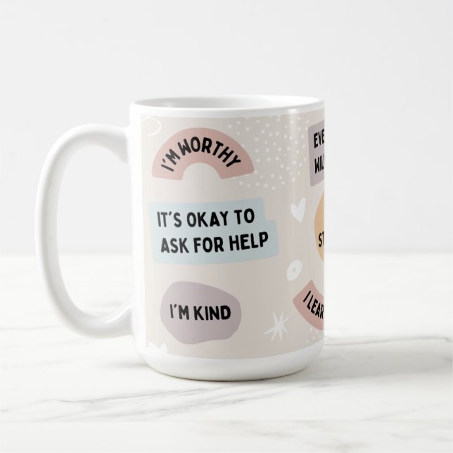 Caneca De Café Afirmações Positivas 'Eu Sou Digno' Saúde Mental  (Esquerda)