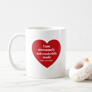 Caneca De Café Afirmativa Versículo Bíblico Positivo Coração Verm
