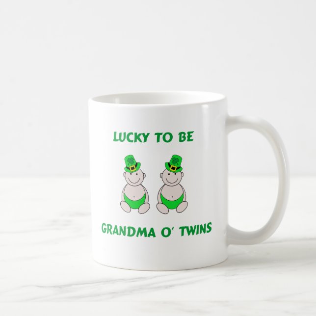Caneca De Café Afortunado para ser gêmeos de O da avó (Direita)