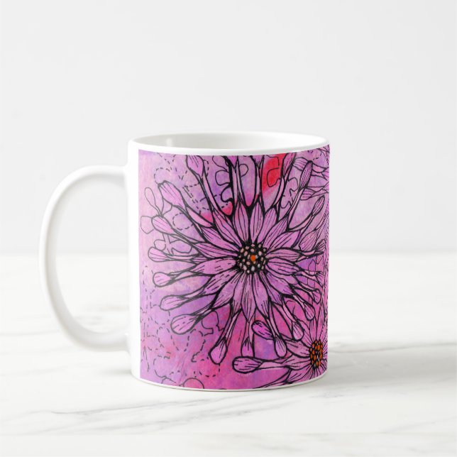 Caneca De Café África Daisy Cape Daisies Flores Rosa Arte Floral (Esquerda)