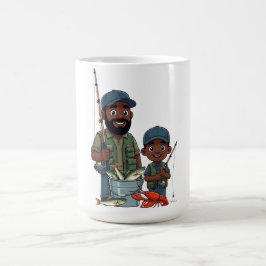 Caneca De Café African American Dad and Son Fishing
