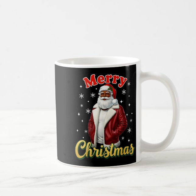 Caneca De Café African American Santa Christmas Cool Black X-mas  (Direita)