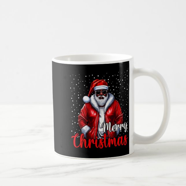 Caneca De Café African American Santa Christmas Shirt Pajama Cool (Direita)