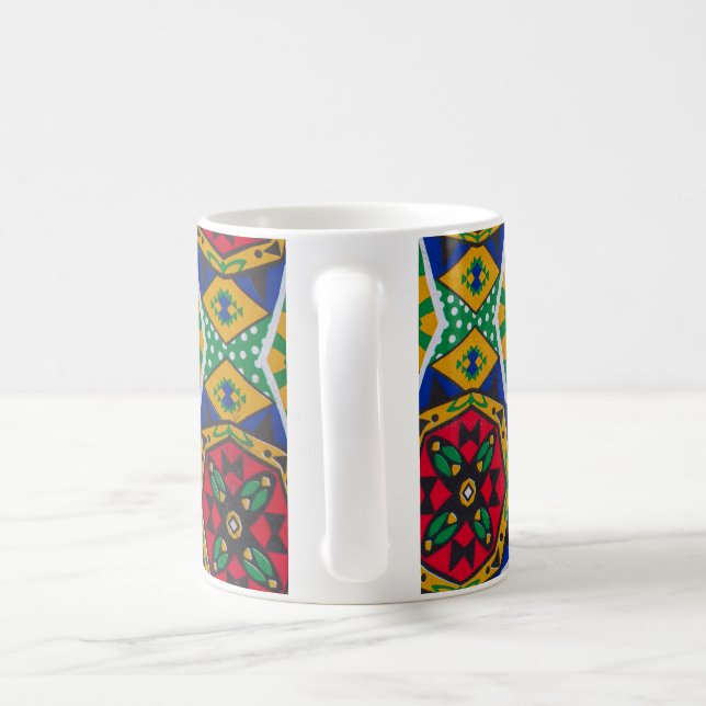Caneca De Café African Geometric Mosaic Ankole Style Textile Prin (Alça)