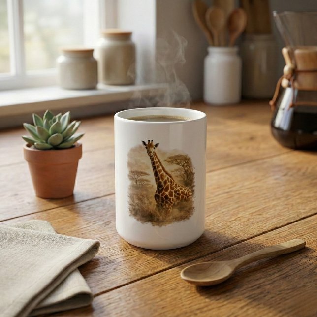 Caneca De Café African Giraffe Art | Elegant Wildlife Safari (Criador carregado)