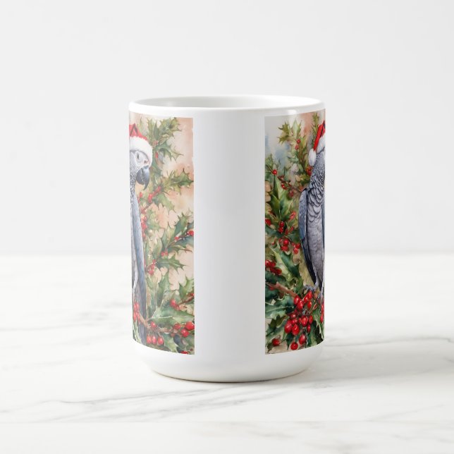 Caneca De Café African Grey Parrot Christmas Mug (Centro)