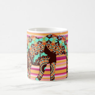 Caneca De Café Afro-Colorido Stripe de Elefante