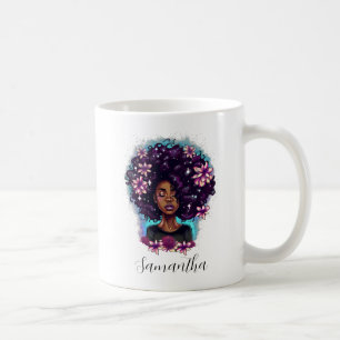 Caneca De Café Afro-Mulher Floral