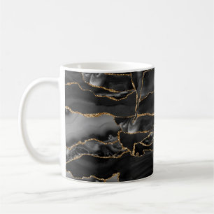Caneca De Café Agato de brilho preto e Dourado