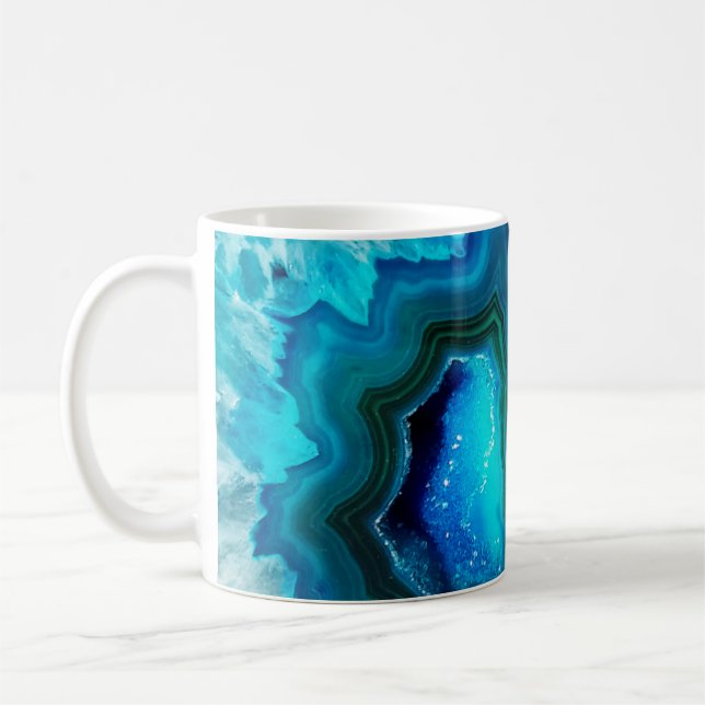 Caneca De Café Agato de mármore azul moderno (Esquerda)