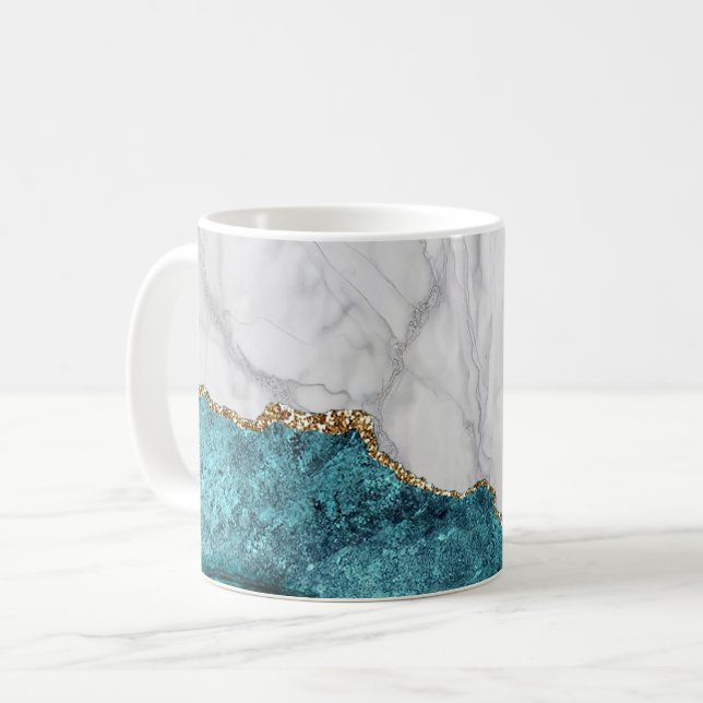 Caneca De Café Agato Preto Gilberto Marble Branco (Frente Esquerda)