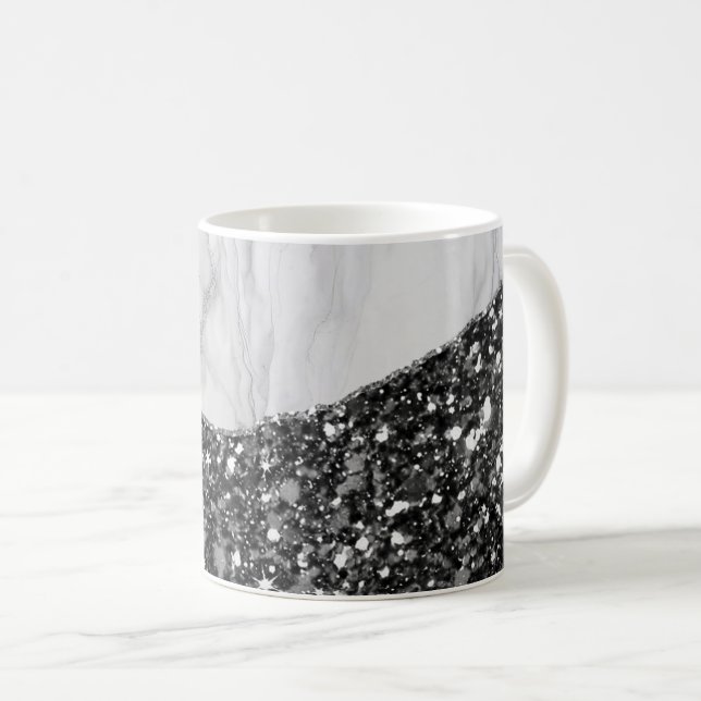 Caneca De Café Agato Preto Gilberto Marble Branco (Frente Esquerda)