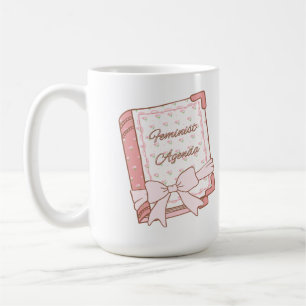 Caneca De Café Agenda Feminista Design de Livro de Menina Rosa