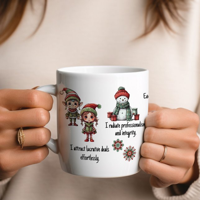 Caneca De Café Agente Imobiliário Afirmou Natal (Real Estate Agent affirmation Christmas coffee cup.)