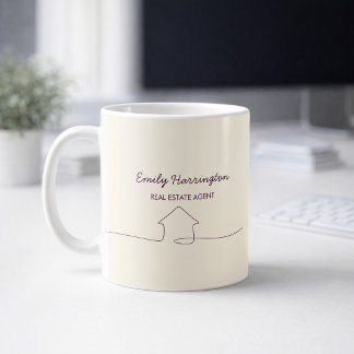 Caneca De Café Agente Imobiliário Ameixa Arte Linha
