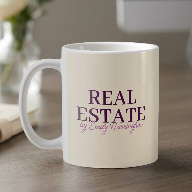 Caneca De Café Agente Imobiliário Ameixa Moderna (Criador carregado)