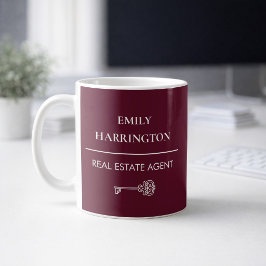 Caneca De Café Agente Imobiliário Maroon Chave Clássica