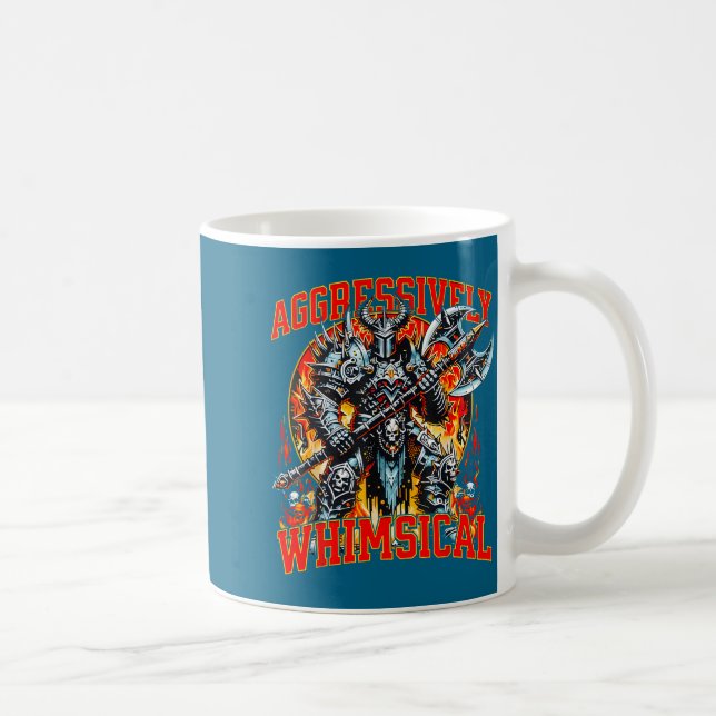 Caneca De Café Aggressively Whimsical Dark Fantasy Warrior Battle (Direita)