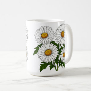 Caneca De Café Aglomerado de Margaridas Brancas
