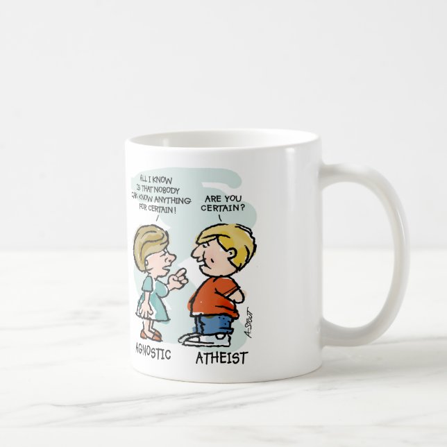 Caneca De Café Agnóstico contra o ateu (Direita)