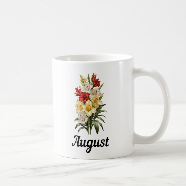 Caneca De Café Agosto Birth Flower Mug, Aniversário Flor Mug (Direita)