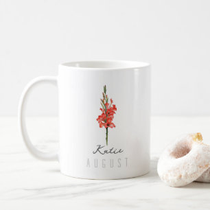 Caneca De Café Agosto Nascimento Mês Flor com Nome - Gladiolus