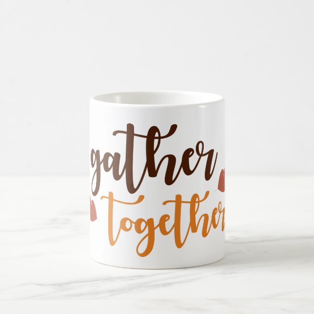 Caneca De Café Agradecer Ação de Graças Cores de Outono Reunidos (Centro)