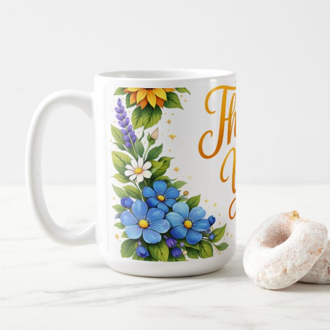 Caneca De Café *Agradecimento Floral (Com Donut)