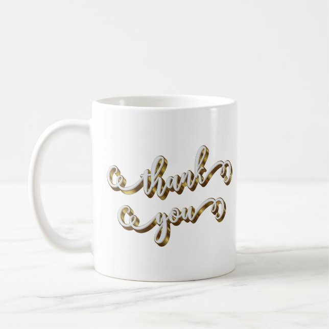 Caneca De Café Agradecimento Tipografia Ouro Moderno  (Esquerda)