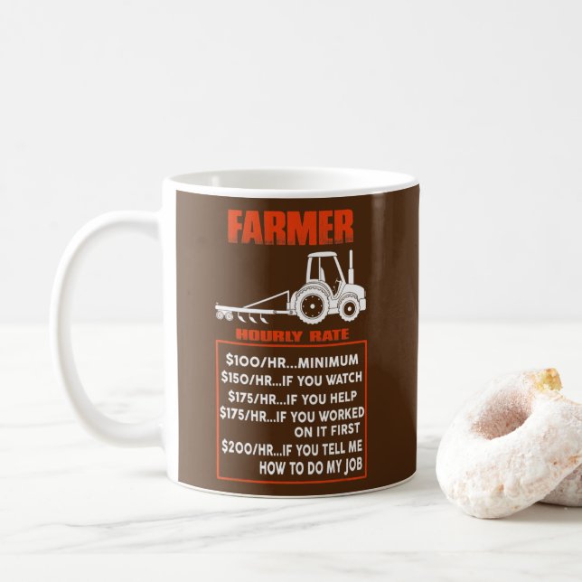 Caneca De Café Agricultores Engraçados De Taxa Horária  (Com Donut)