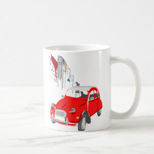 Caneca De Café Agrida com o carro de Citroen 2CV do estilo do