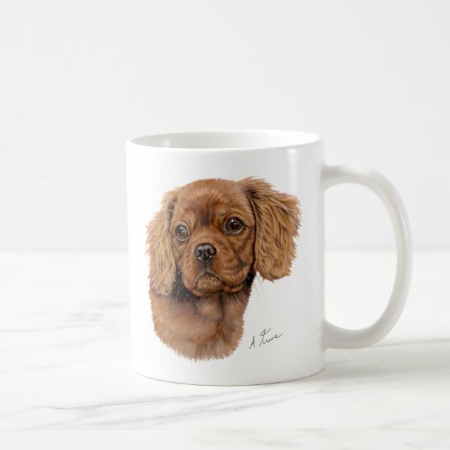 Caneca De Café Agrida, filhote de cachorro descuidado do spaniel (Direita)