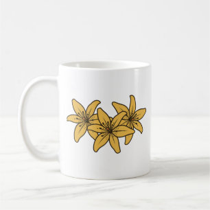 Caneca De Café Agrupamento De Lírios De Desenho Animado Amarelos