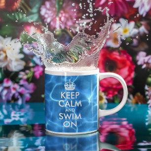 Caneca De Café Água de Piscina Azul Mantenha a Calma e Continue a