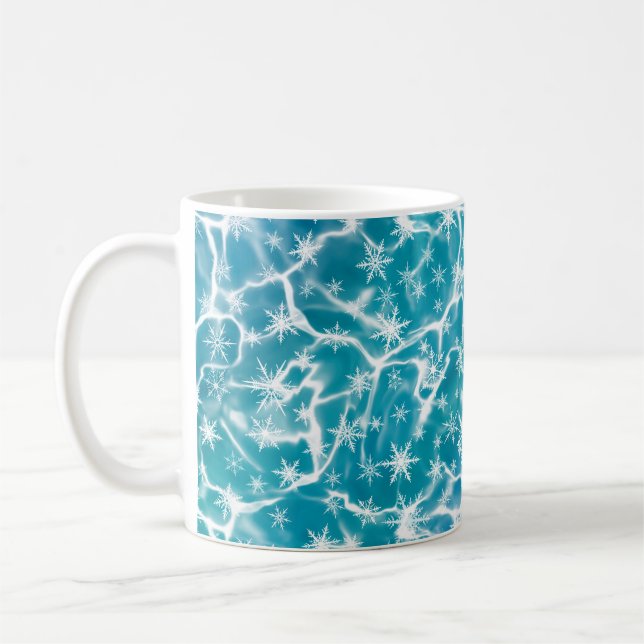Caneca De Café Água do Mar Azul com Flocos de Neve (Esquerda)