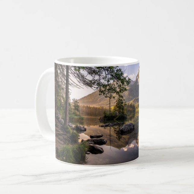Caneca De Café Água | Lago Hintersee Berchtesgaden Alemanha (Frente Esquerda)