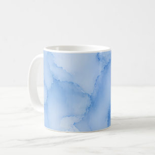 Caneca De Café Água-marinha Abstrata em Aquarela
