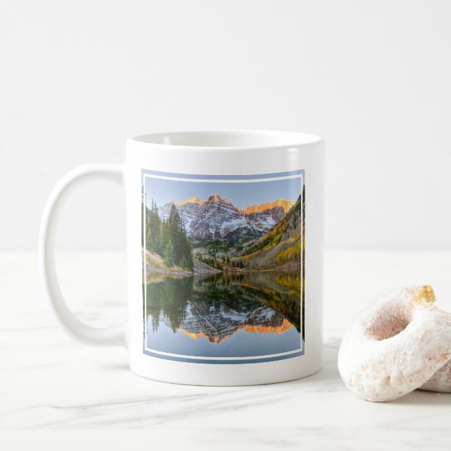 Caneca De Café Água | Maroon Bells Lake Aspen Trees (Com Donut)