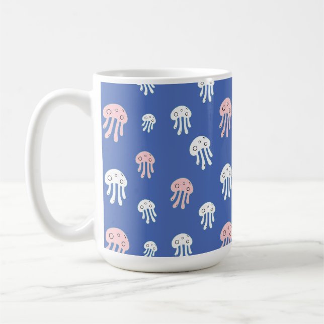 Caneca De Café Água-viva em Fundo Azul (Esquerda)
