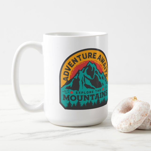 Caneca De Café Aguardam - Explore as montanhas (Com Donut)